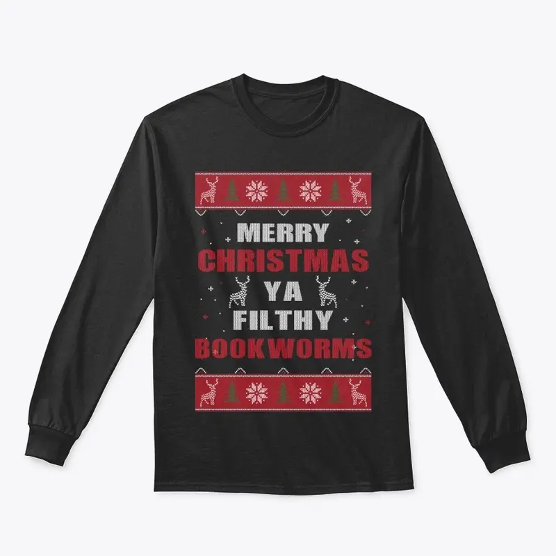 Filthy Bookworms Christmas LS Tee